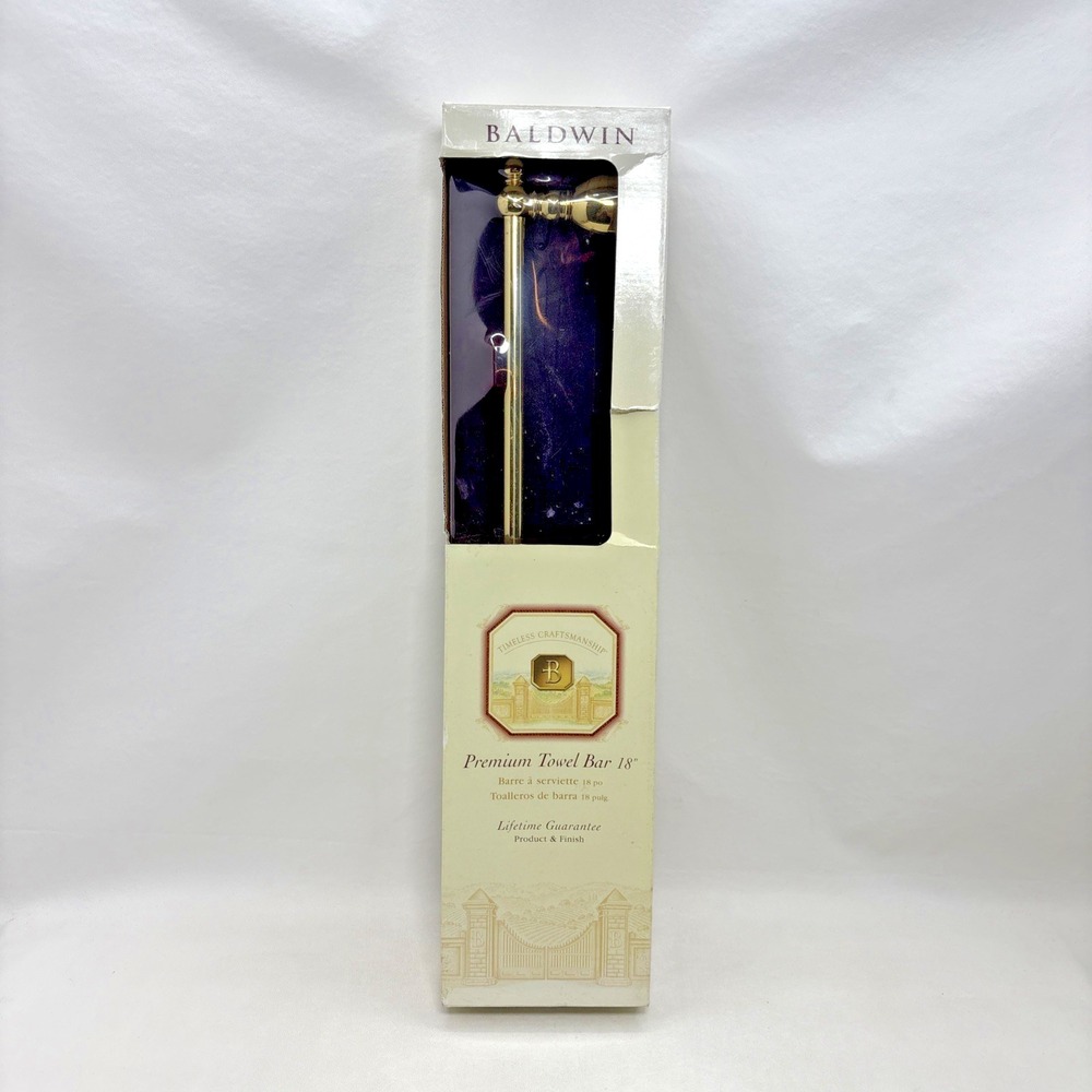 Vintage Baldwin Estate Solid Brass 18"‎ Towel Bar New In Box Polished 90s